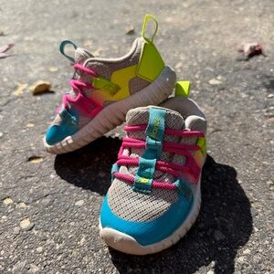 New Balance Kids' Sneakers in Gray, Blue, and Neon Yellow